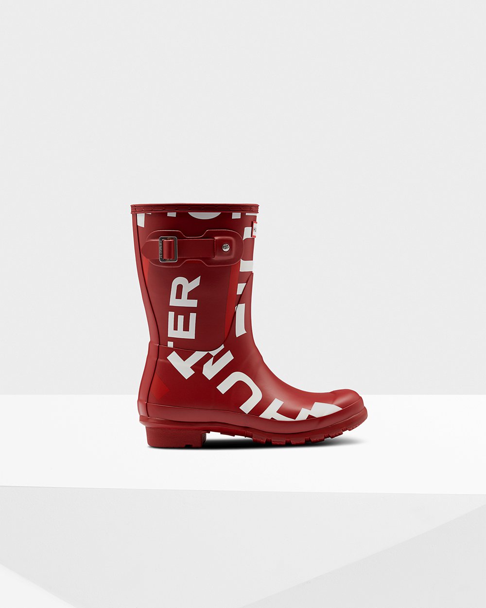 Hunter Original Exploded Logo Short Rain Boots - Online Store Womens Grey Red - NYXHUG056